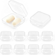 10 Pcs Ear Plug Mini Clear Plastic Storage Box, 1.8Mm Thick Hinged Lid Transpar