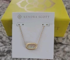 Kendra Scott Ridge Frame Elisa Necklace Gold Indigo Iridescent Abalone NWT $70 