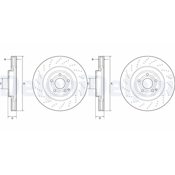2X Delphi Bremsscheiben 344Mm BelÜFtet Vorne Passend FüR MERCEDES-BENZ CLS |-image
