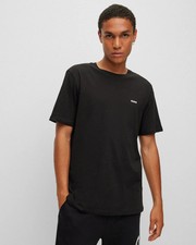 Image of HUGO Dero222 Mens Cotton-Jersey T-Shirt with Logo Print NOS - Black 001