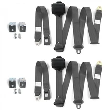 Chevy Nova 1968 - 1974 Standard 3pt Charcoal Seat Belt Kit w/ Brackets - 2 Belt 
