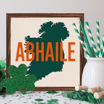 St. Patrick's Day Irish Map Home Wall Decor ABHAILE Framed Farmhouse Wood Sign