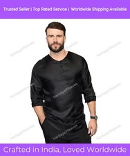 Mens Kurta Traditional Wear Cotton Color Black Kurta Mens Designer Kurta on Jean