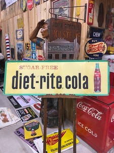 Vintage Diet-Rite Sugar Free Cola Embossed Metal Sign 54 x 18 GAS OIL SODA