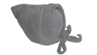 Handgestrickte Baby Mütze 6-12 Monate grau gehäkelt Beanie Haube Pixie
