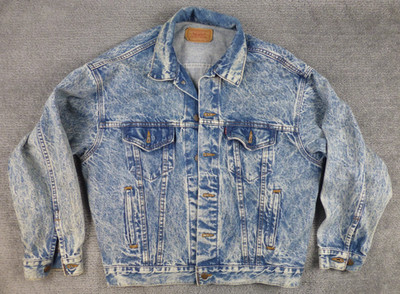 Vintage Levis Acid Wash 70507 0219 Denim Trucker Jean Jacket Mens L 80's