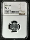 1943 1C  Lincoln Wheat One Cent NGC MS67+   6697295-004