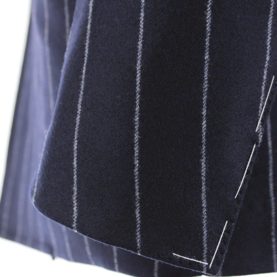 Stile Latino 全新带标签羊毛双排扣两件套装 46R 36R 美国蓝色粉笔条纹 — 第 4/4 张图片