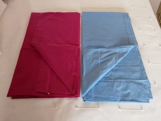 Sheets Poly cotton Flat King Size. Used only once. 1 Crimson & 1 Blue