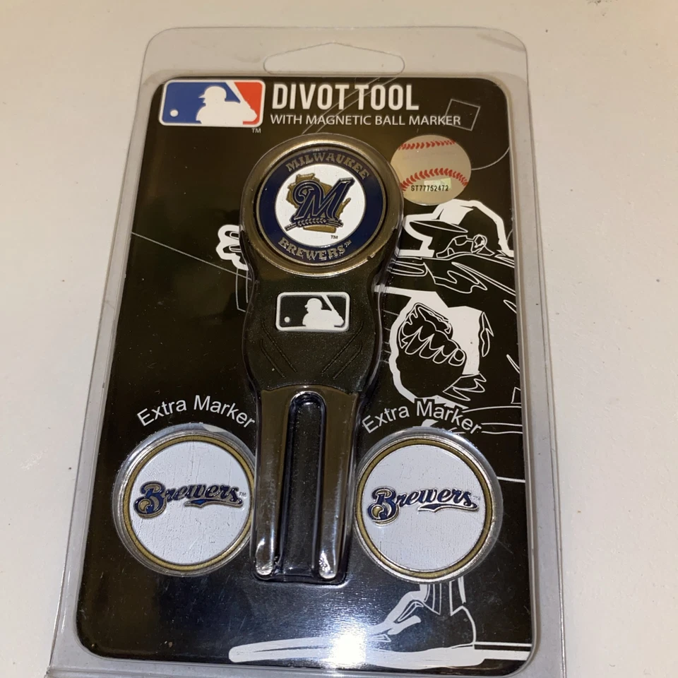 Milwaukee Brewers MLB Team Golf Divot Tool with 3 Magnetic Ball Markers New - Image 2 of 4