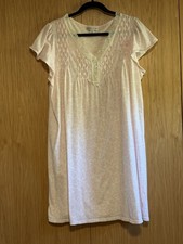 Miss Elaine Pink White Floral Smocked Short Sleeve knee Length Nightgown Large
