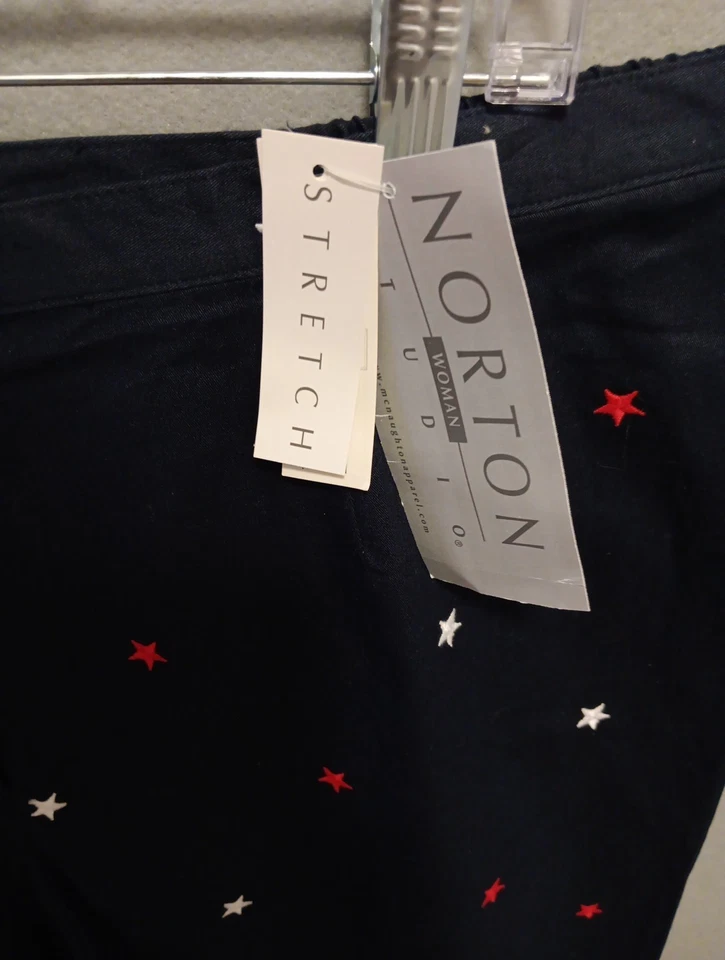 Norton Studio Freizeit Knickerbocker Hose Damen 18W blau rot weiß Sterne  - Bild 4 von 4