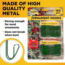 150 Pack Ornament Hooks for Christmas - Essential Christmas Ornament Hangers ...