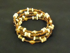 Designer Fashion Bracelet Beaded/Strand Wood Metal Female Adult Browns