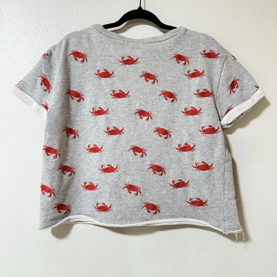 Maeve By Anthropologie женщин маленький серый вышитый краб укороченный толстовка Топ - Изображение 2 из 4