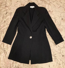 St John Evening Jacket Size 8 Black Knit Rhinestone Button Quiet Luxury Vtg USA