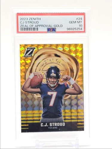 C.J. STROUD 2023 ZENITH ROOKIE ZEAL OF APPROVAL GOLD GEM RC 01/10 PSA 10 Q3098