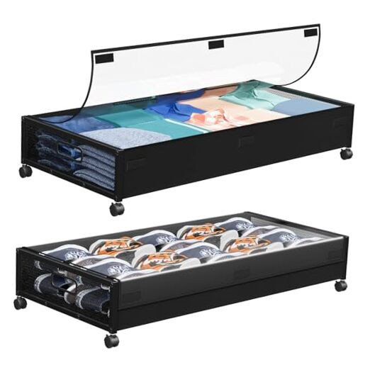 Under Bed Storage Containers with Wheels, Clear Lid & Durable Design-image