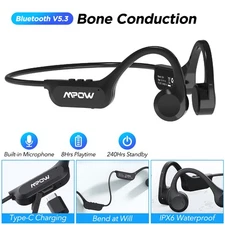 Mpow Open-Ear Bluetooth Bone Conduction Sport Headphones Wireless Earphones Mic