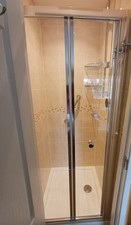 Bi-Fold Polished Aluminium Shower Doorset. Inward Opening. Quality Item. REDUCED