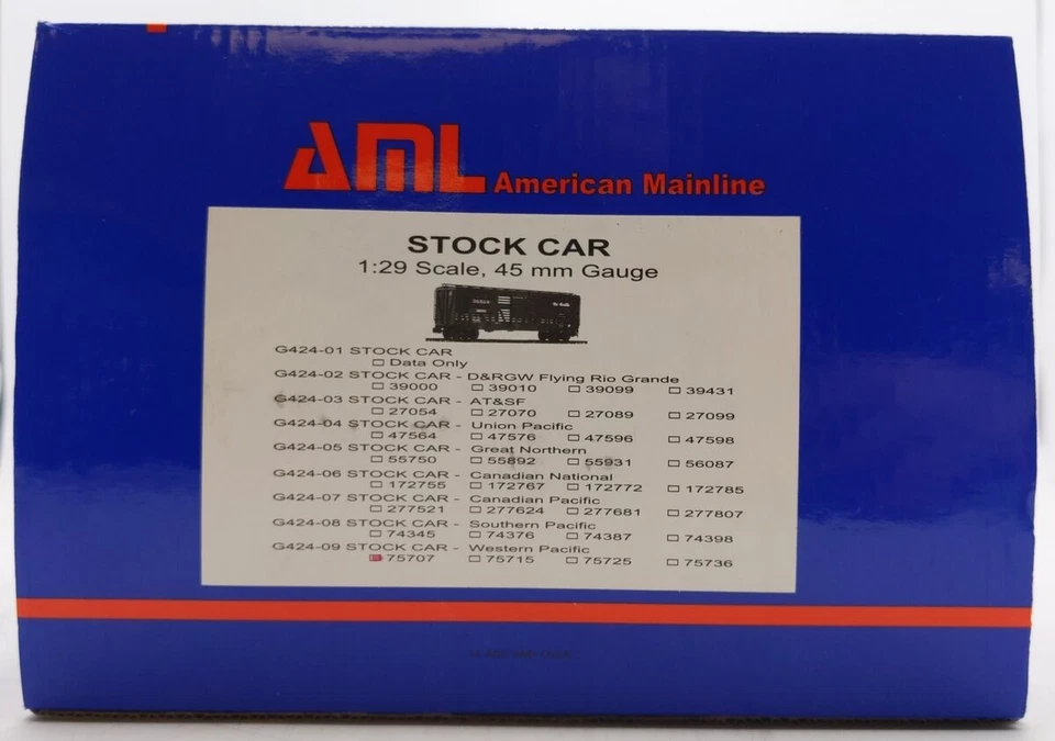 AML G424-09 1:29 Scale Western Pacific Stock Car #75707 EX/Box - Image 4 of 4
