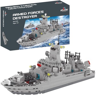 Navy Destroyer Building Block Set - 533 Pieces - Building Block Set for Kids ...