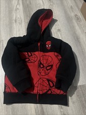 Marvel Spider Man Size 3T Boys Hoodie Red Black Full-Zip Plush Fleece Jacket