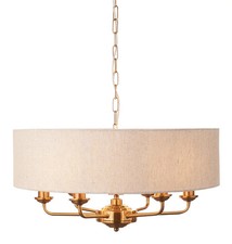 Ceiling Light Brass Highclere 6 Vintage Natural Endon 110722