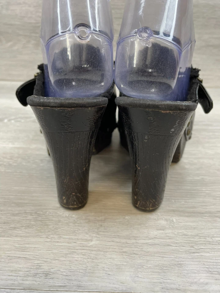Bongo Vicki Women's 8 Black Mule Leather Shoes Clog Studded VTG Y2K Chunky Boho - Image 4 of 4