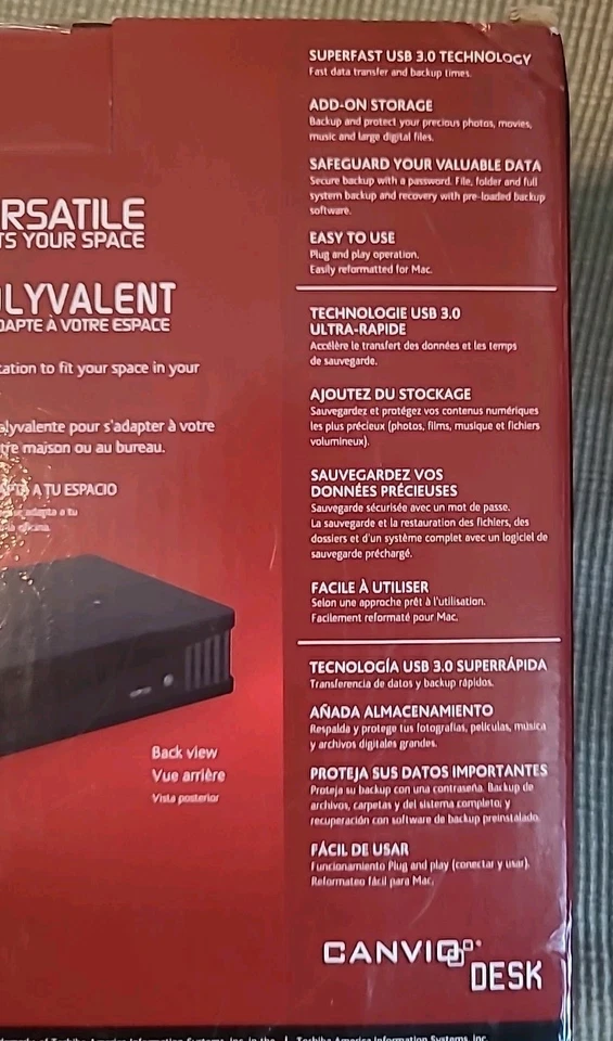 Desktop External Hard Drive 3TB Toshiba Canvio/ HDWC130XK3J1/USB 3.0 Brand New - Image 3 of 4
