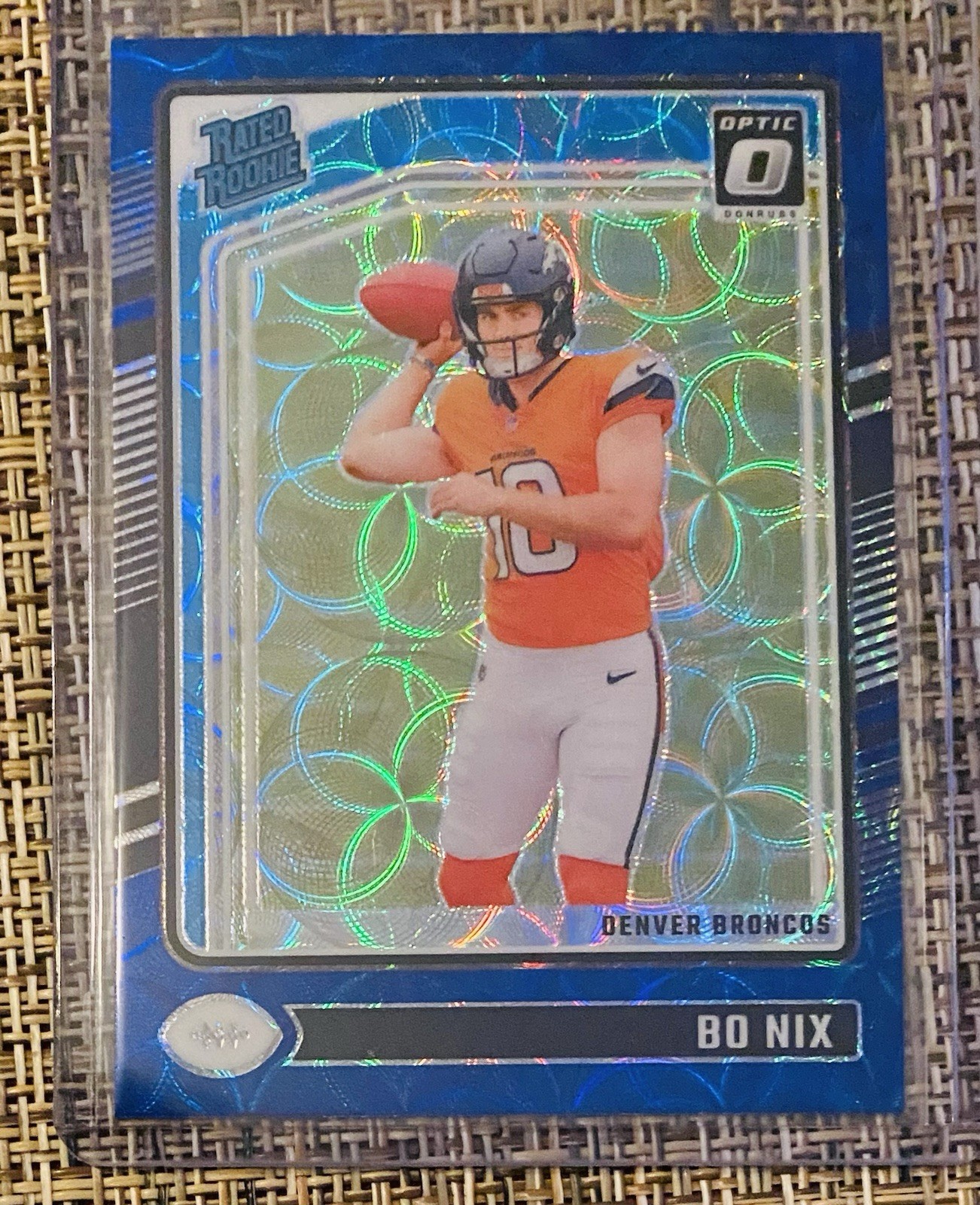 2024 Panini Donruss Optic #209 Bo Nix Rated Rookie Blue Scope Prizm Broncos