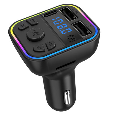12V-24V Car FM Transmitter Adapter Bluetooth Type-C Dual USB Fast Charger