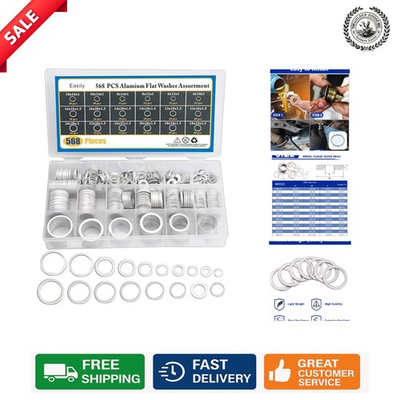#ad Comprehensive 568 Piece Aluminum Washer Set Perfect for Engine amp; Oil Line Use $23.97