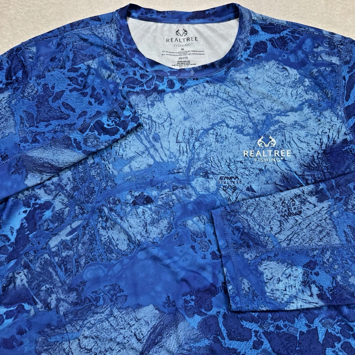 Chemise De Pêche Realtree Homme – UV, Anti-transpi, Manches Longues, XL Bleu