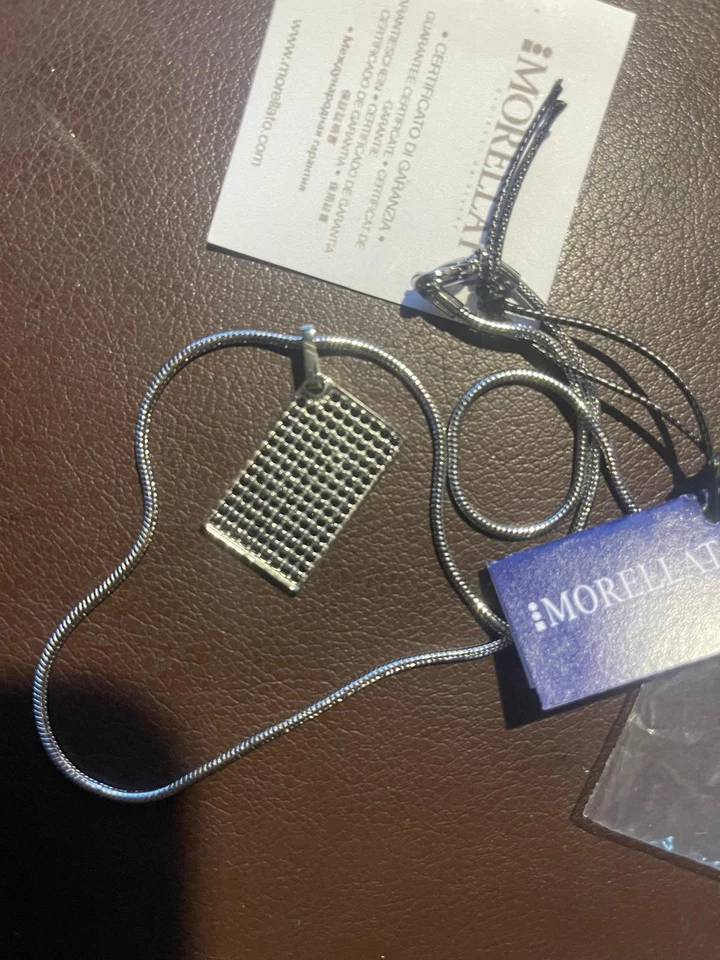 BELLISSIMA COLLANA MORELLATO CON PIASTRINA IN ACCIAIO LUCIDO E CRISTALLi NERI - Immagine 3 di 4