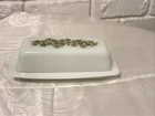 Vintage Pyrex Crazy Daisy Butter Dish With Cover 72-B Green and White