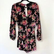 Show Me Your Mumu Kelsey Black Velvet Floral Romper Jumper Keyhole Back Small
