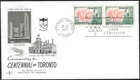 🍁Canada  #475  Pair   "TORONTO CENTENARY"   Fine Used  1967 First Day Cover