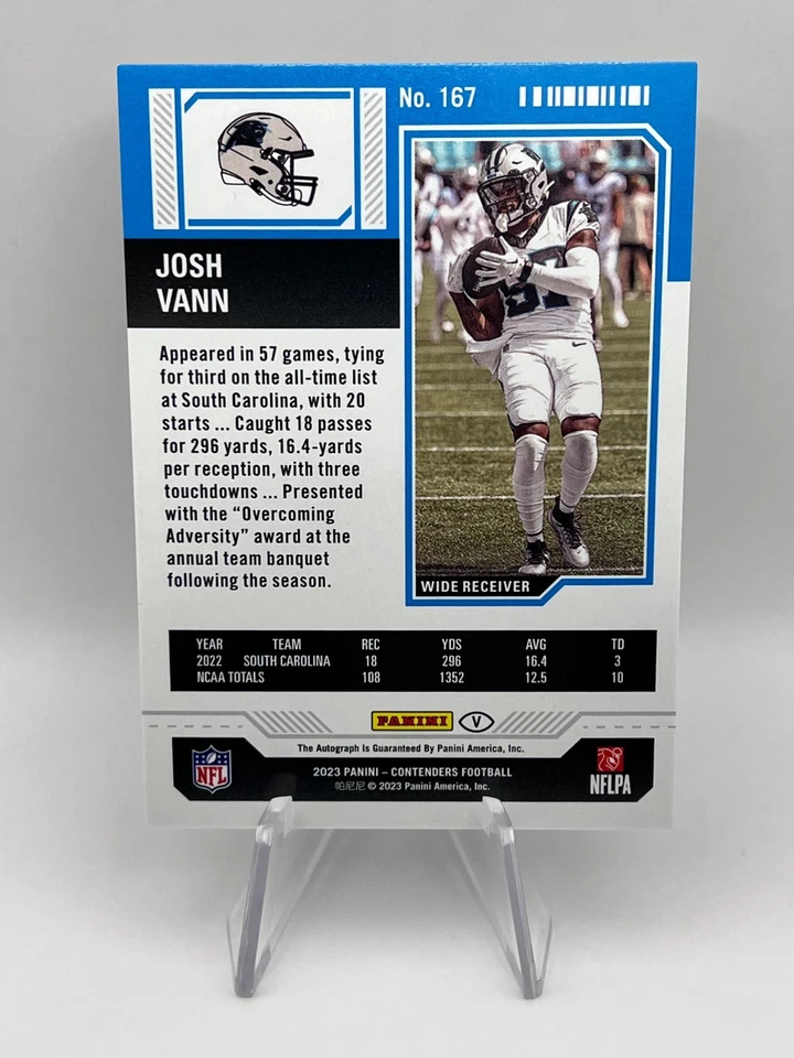 Josh Vann - 2023 Panini Contenders #167 Midfield Ticket Auto /50 Panthers RC SP - Image 4 of 4