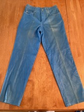Ralph Lauren Purple Label Vintage Blue Leather Pants 1980 s Sz 2 Deadstock
