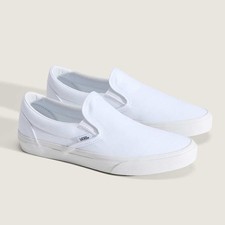 Vans Unisex White Canvas Classic Slip On Shoes Sneakers, Sz 8.5 M 10 W