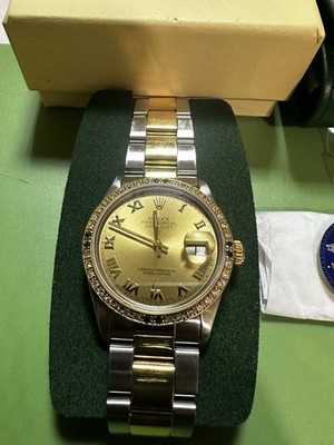 Rolex Datejust Two-Tone Gold Dial Diamond Bezel Men's Wristwatch