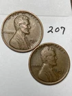 1931-D & 1933-D LINCOLN WHEAT CENT SET, 2 coins, low mintage dates "fine" #207