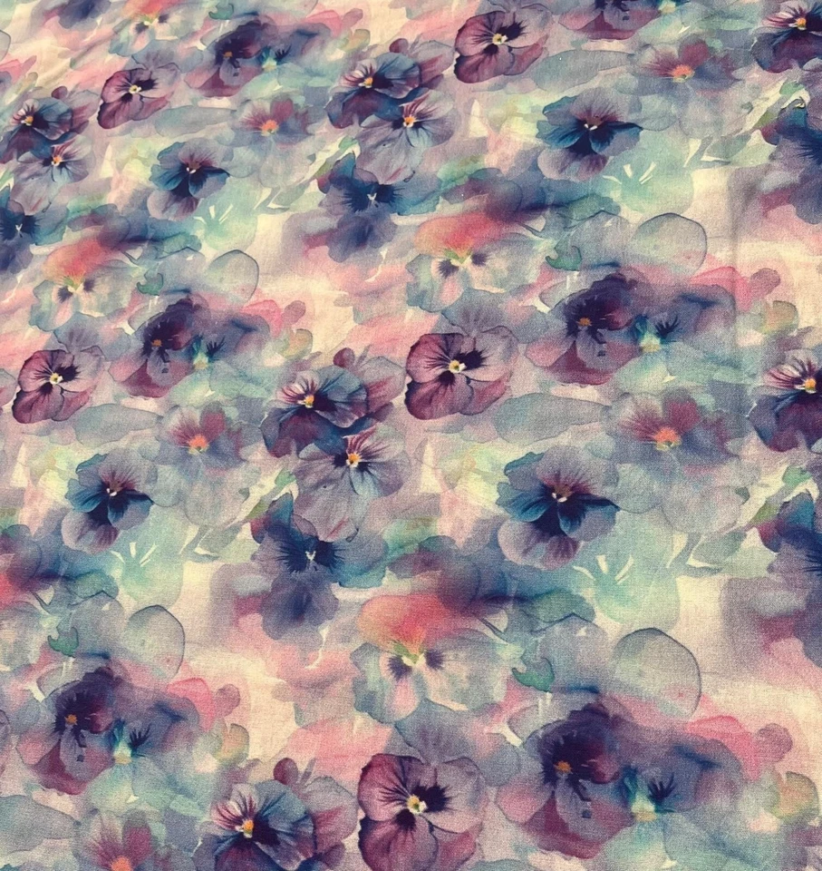 Stoff Patchworkstoff Meterware Baumwollstoff 50cm Blumen Stiefmütterchen Malerei - Bild 4 von 4