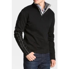 Hugo Boss Black Piceno Mock-Neck Quarter-Button Pull-Over Sweater Top Men Medium