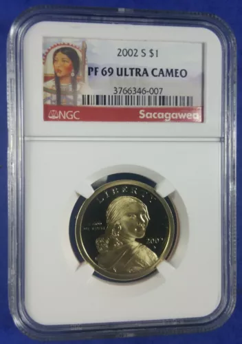 2002 S Sacagawea $1 NGC PF69 Ultra Cameo Portrait Label (007)