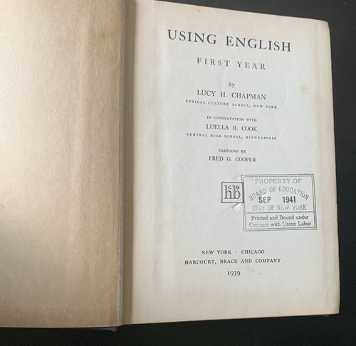 Using English First Year 1939 Chapman Harcourt, Brace & Co. Hardcover - Foto 3 di 10