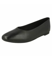 Image of LADIES CLARKS CHIA VIOLET SLIP ON CASUAL BALLET FLAT  Black Leather 5 D /38