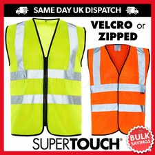 Hi Vis Vest Yellow Orange High Viz Visibility Waistcoat Safety Work Reflective