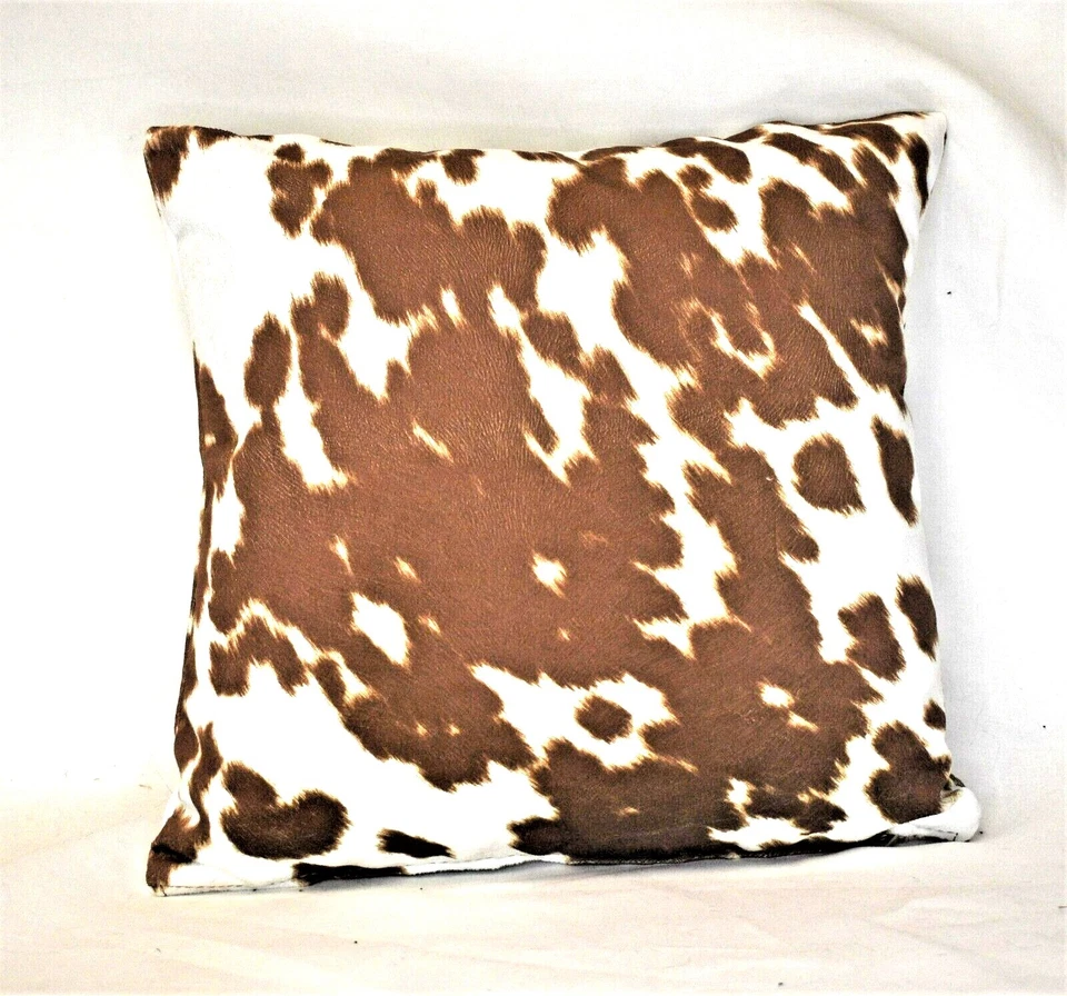 cowhide rust brown  faux suede throw sofa pillows western handmade usa - Image 2 of 3